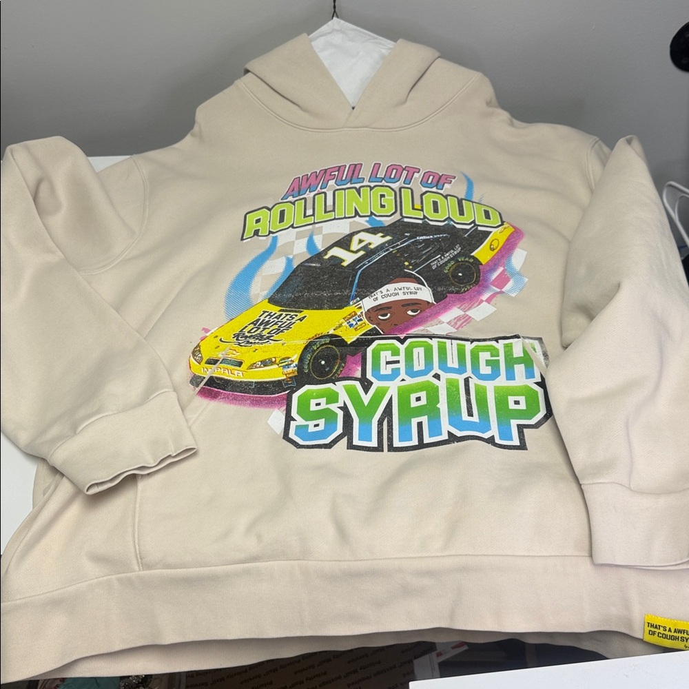 That’s A Awful Lot Of Cough Syrup Beige Graphic Hoodie sz: XXL